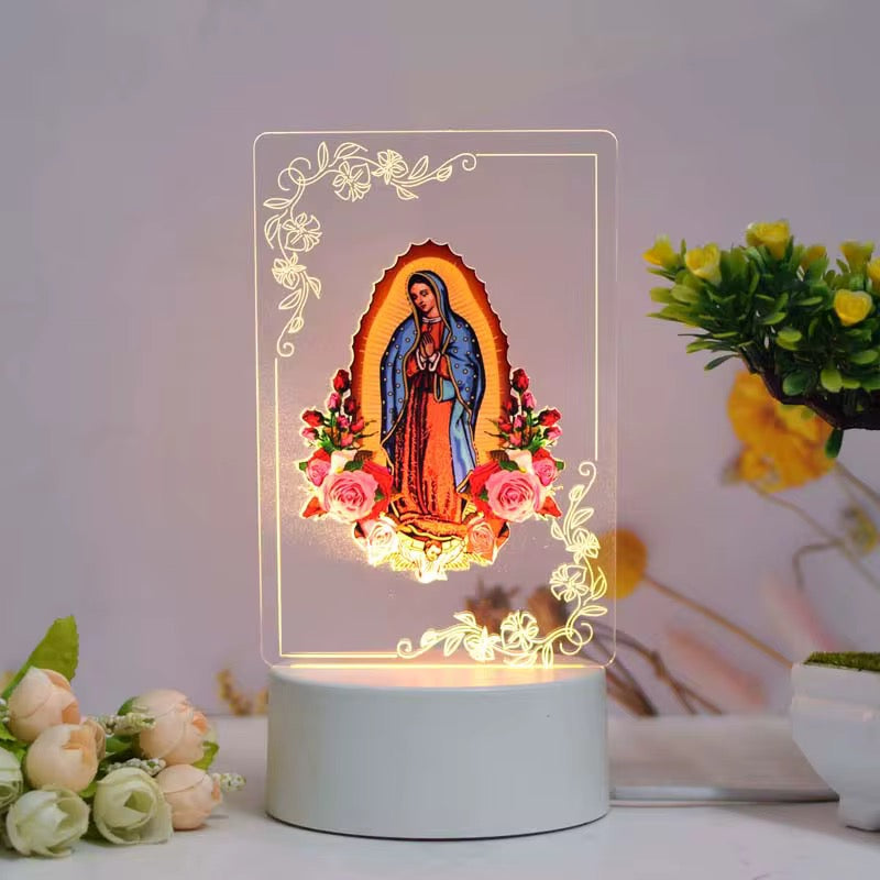 Christian 3D Acrylic USB Night Lamp (Jesus & Mary)