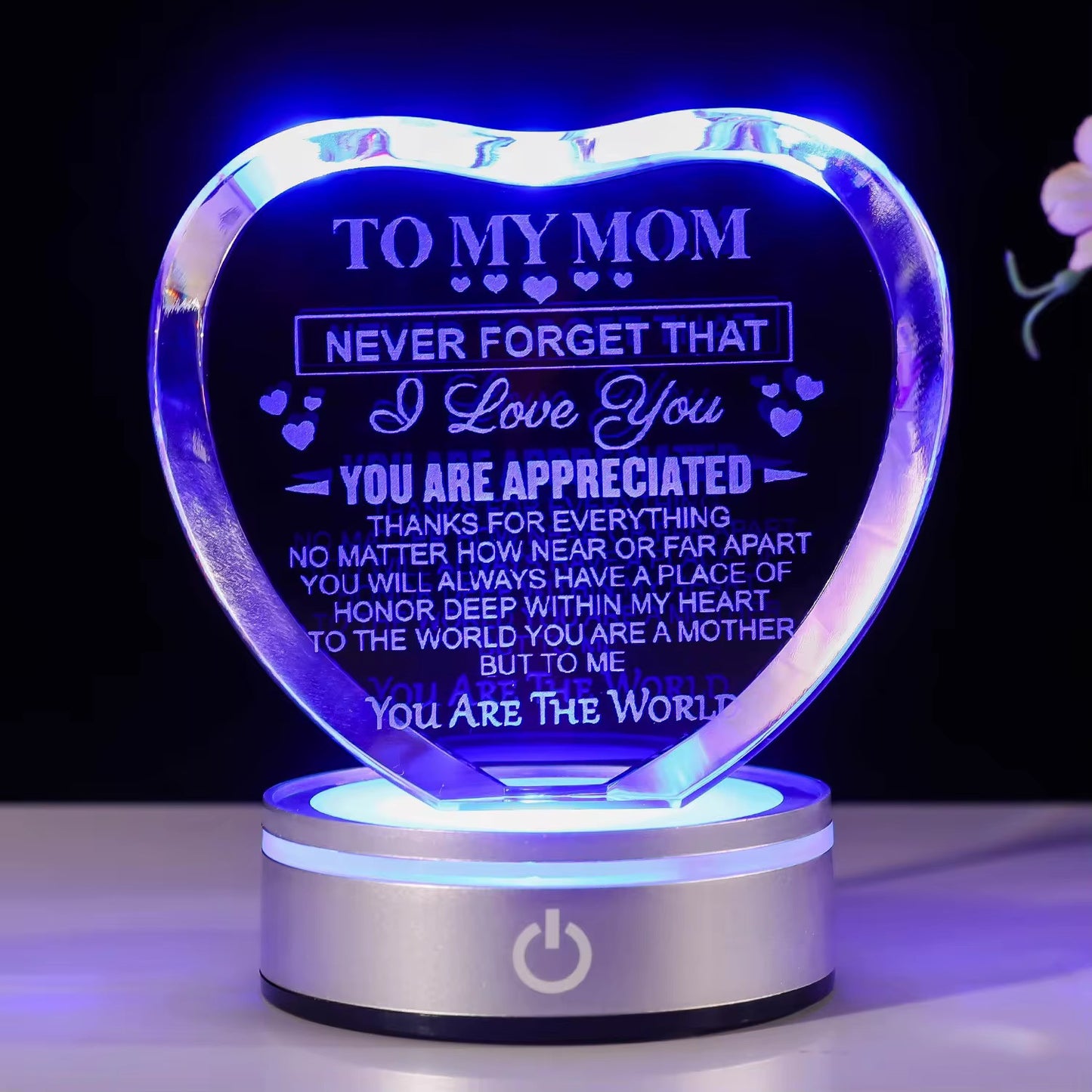 K9 Glass Crystal 3D Laser Engraved Mother’s Love Lamp