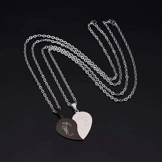 Stainless Steel 2pc Couples/ Relationship/ Friendship Love Necklace