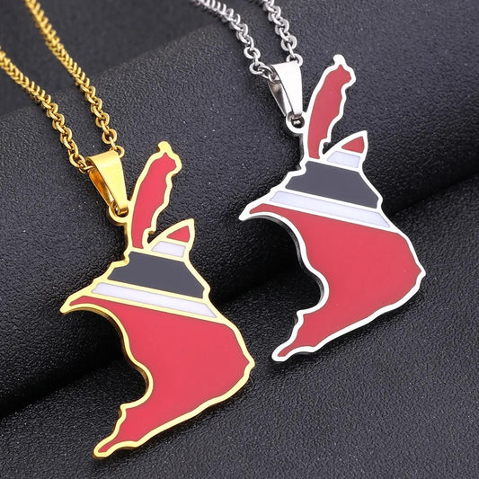 Stainless Steel Trinidad and Tobago Country Flag Necklace