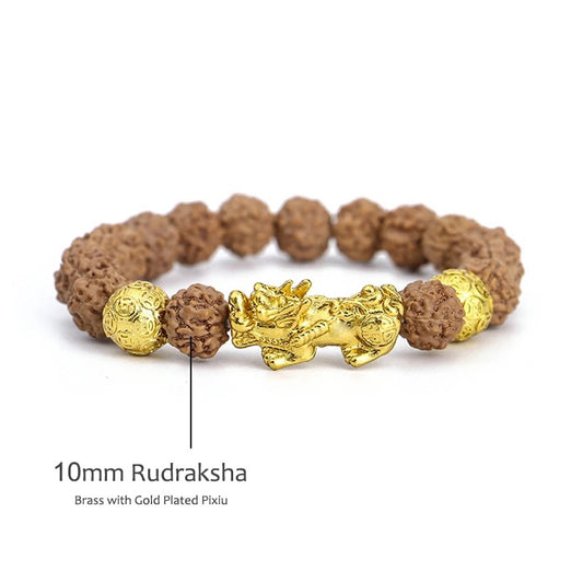 Rudraksha Pixiu Feng Shui Bracelet 10mm