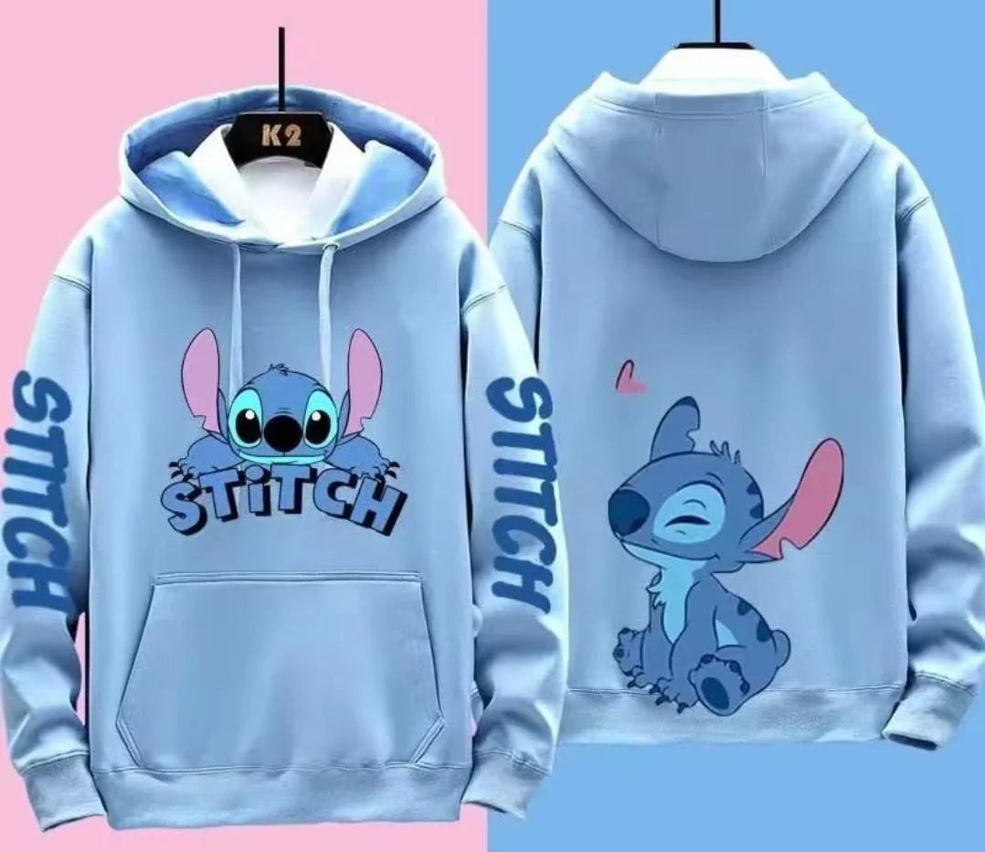 Disney 3D Printed Blue Stitch Polyester Hoodie