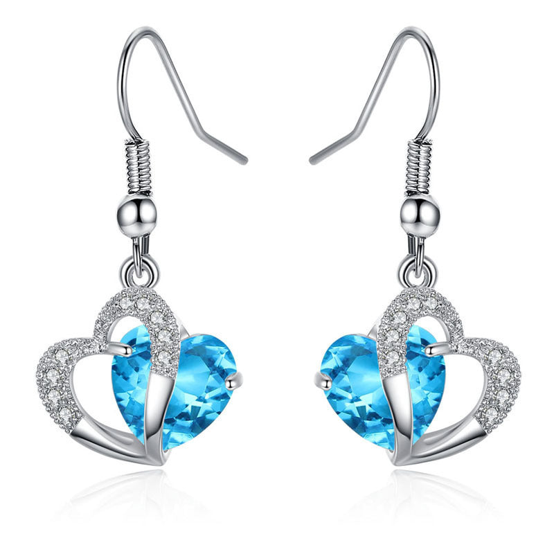 Blue Zirconia Stone Heart Set