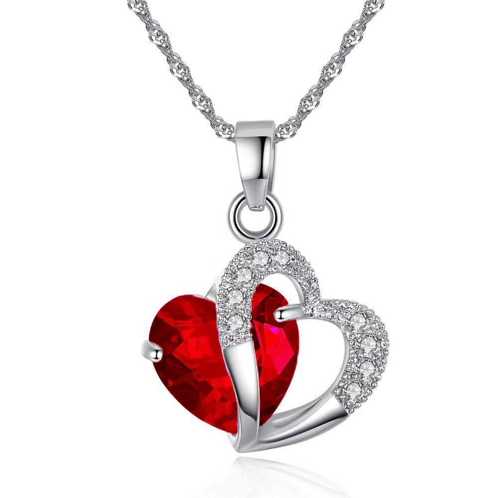 Red Zirconia Stone Heart Set