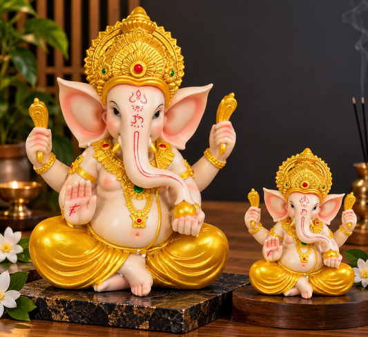 Pearly Small & Large Lord Ganesh Murti