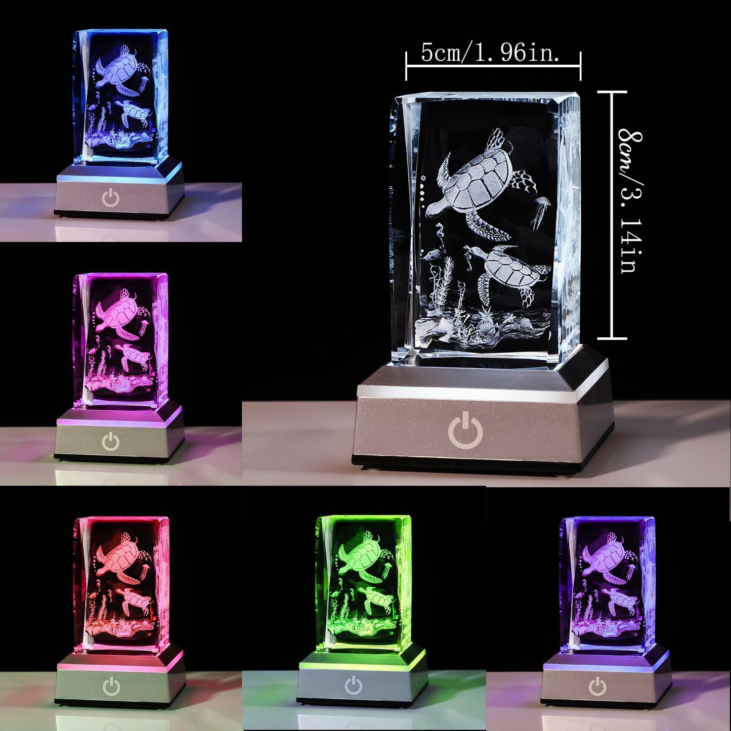 K9 Glass Crystal 3D Laser Engraved Sea Turtles Lamp
