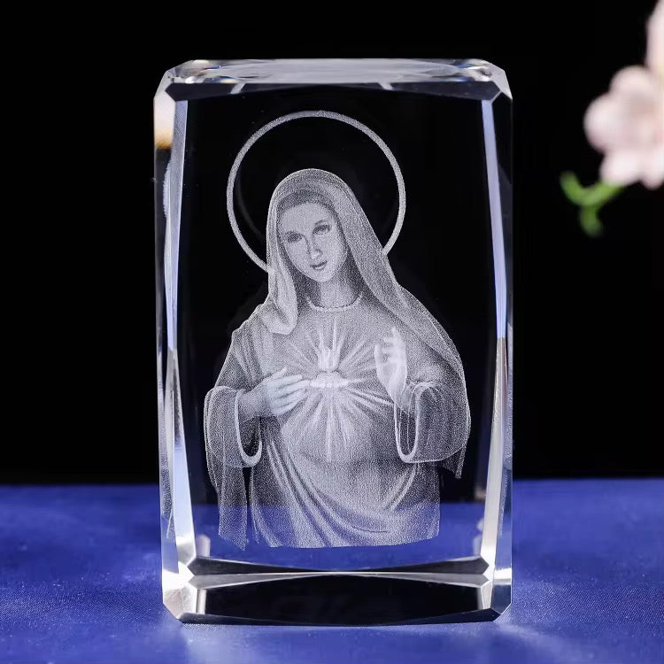 K9 Glass Crystal 3D Laser Engraved Virgin Mary Lamp