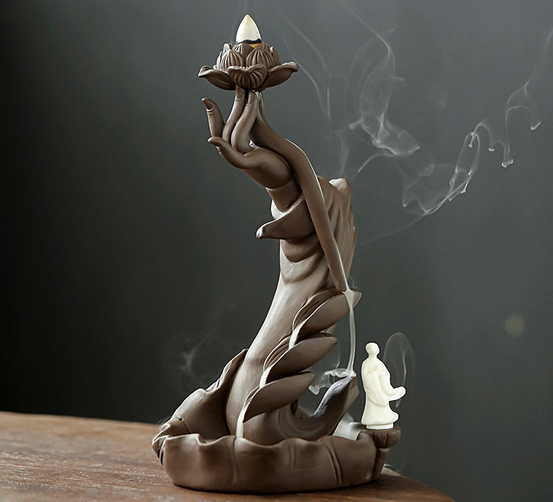 Buddha Incense Holder + 10 Free Back-Flow Incense