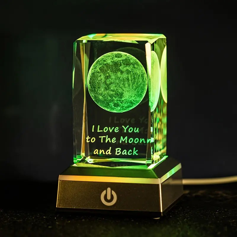 K9 Glass Crystal 3D Laser Engraved Moon Lamp “I love you to the moon and back”