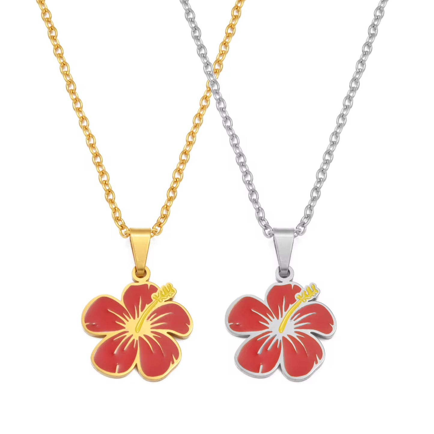 Stainless Steel Hibiscus Necklace