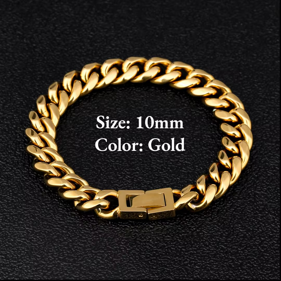 High Quality Thick Stainless Steel Cuban Bracelets (10mm)