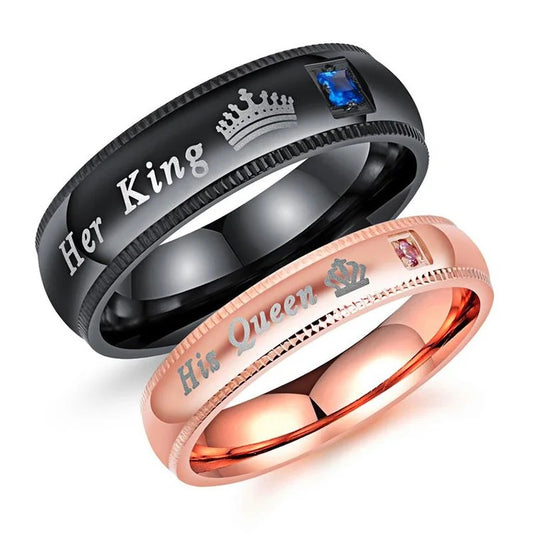 Stainless Steel King and Queen Ring Set ($195 - Pair)