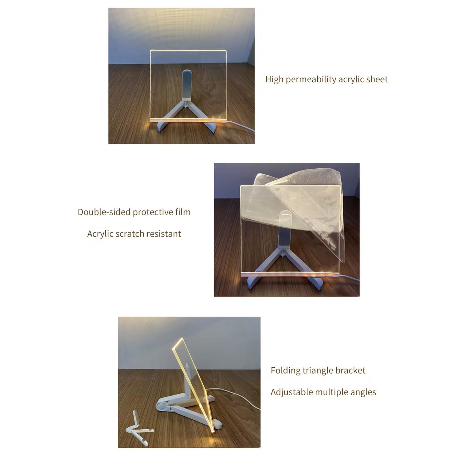 LED Erasable Luminous Acrylic Coloring Writing Board with 7 Color Pens