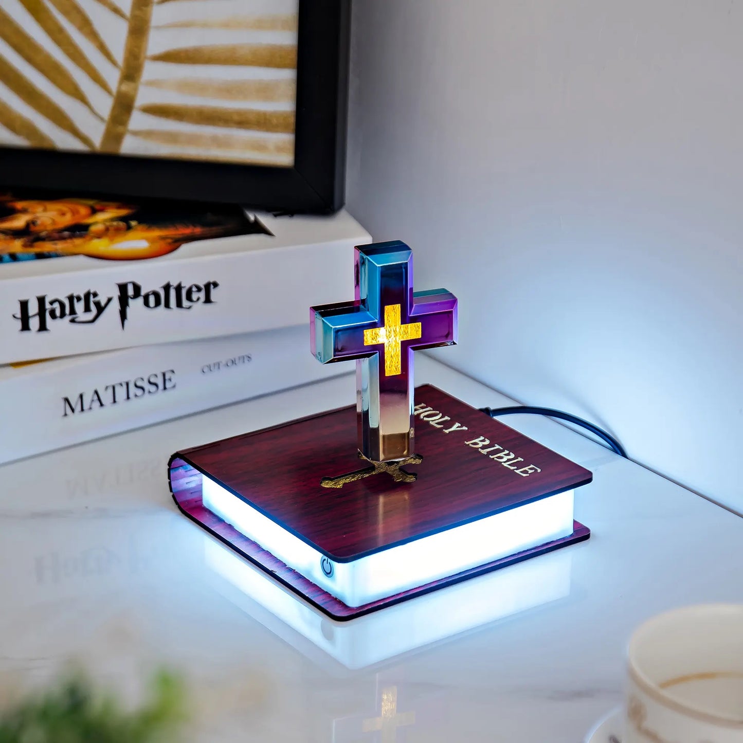 Magnetic Levitating / Floating Cross on Holy Bible