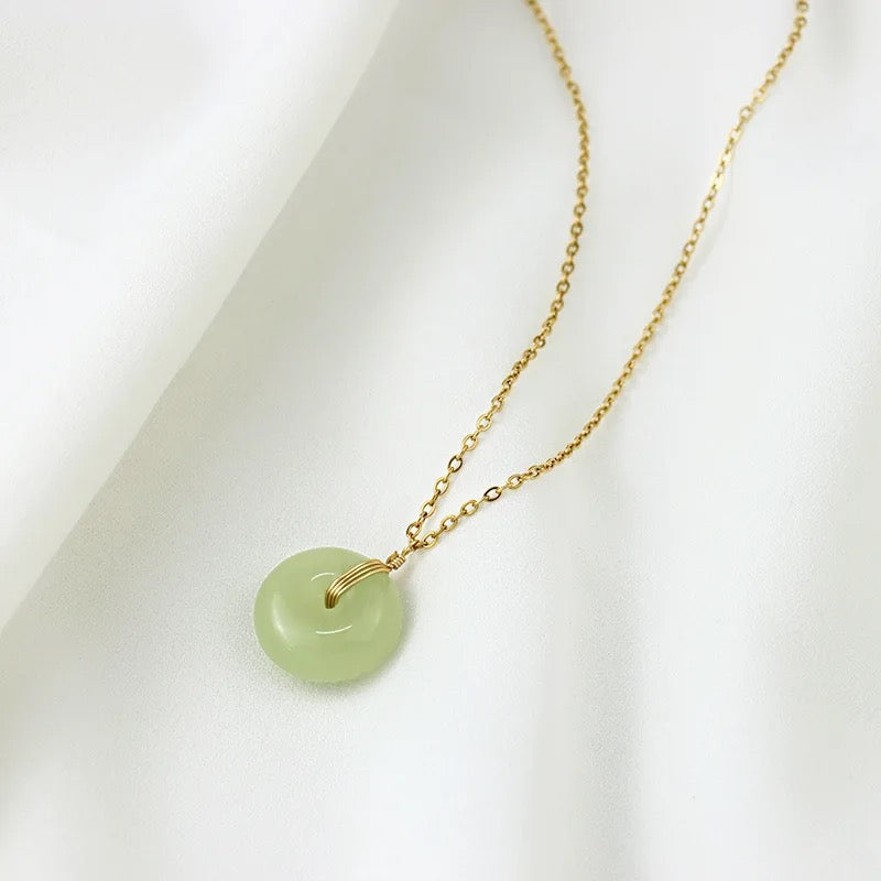 Dainty Jade Donut Necklace