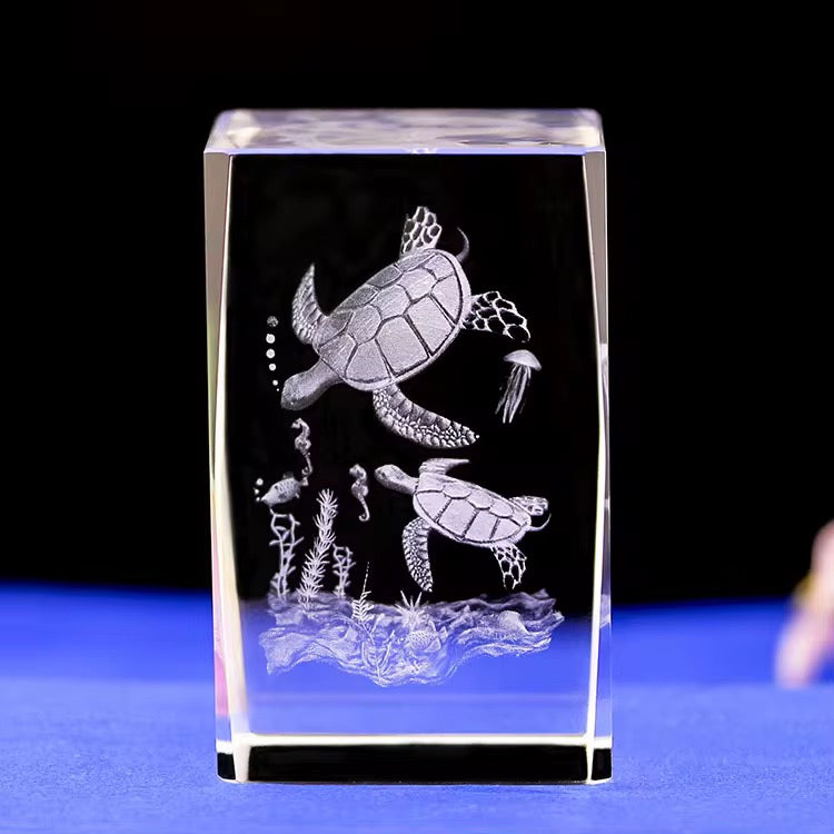 K9 Glass Crystal 3D Laser Engraved Sea Turtles Lamp