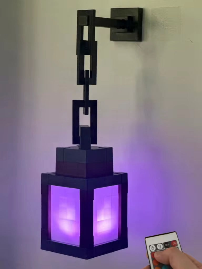 Minecraft Pixelated LED Wall Lantern Lamp + Remote Control