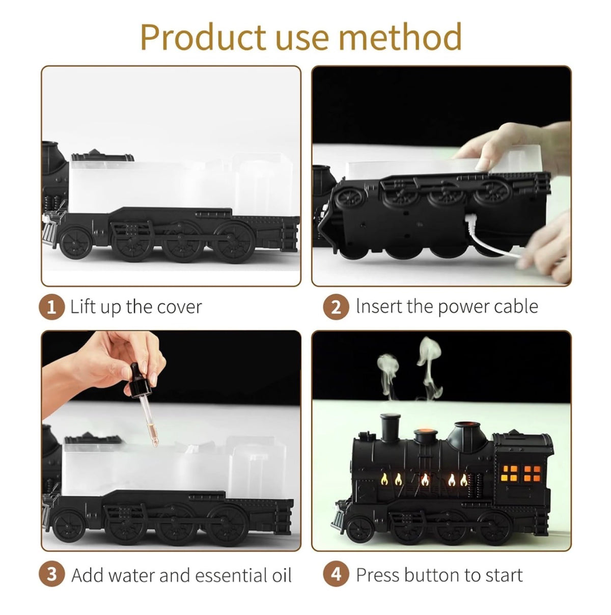 Train-Shaped 300 mL Humidifier & Essential Oil Diffuser with Remote