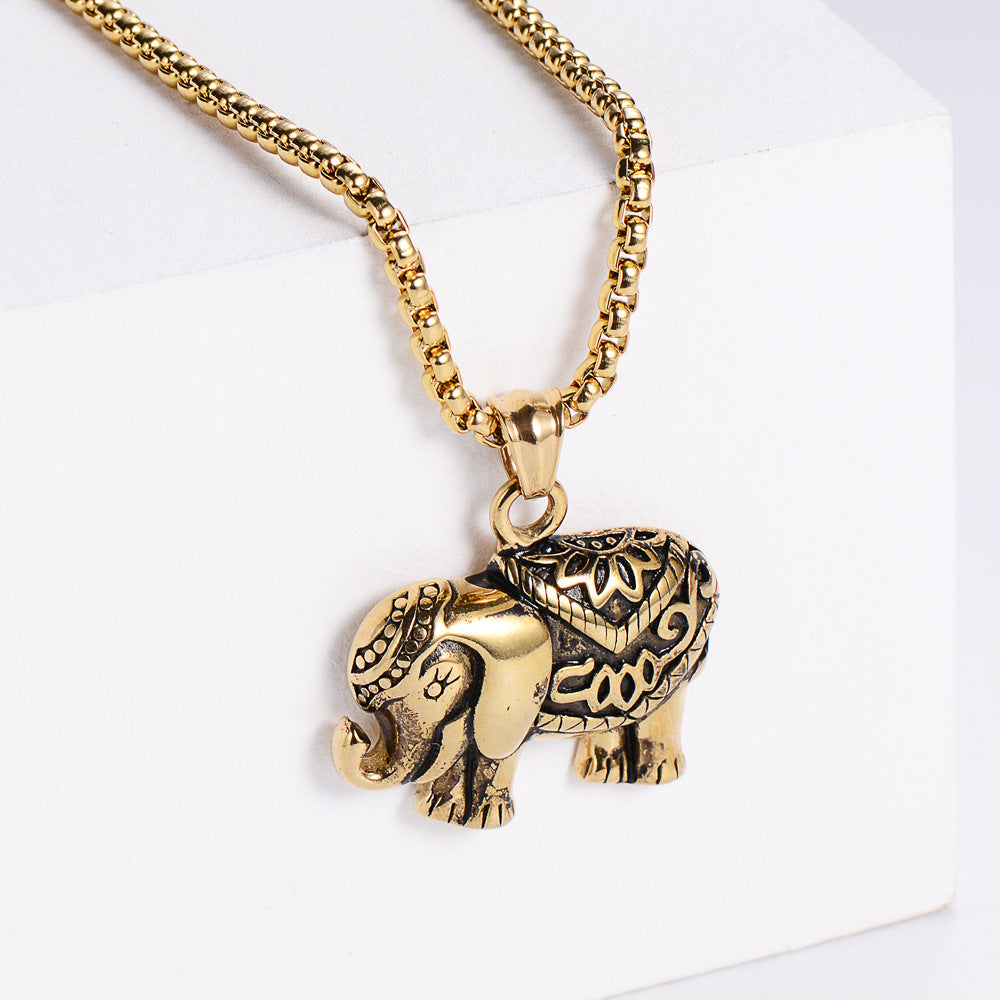 Stainless Steel Lucky Elephant Necklace