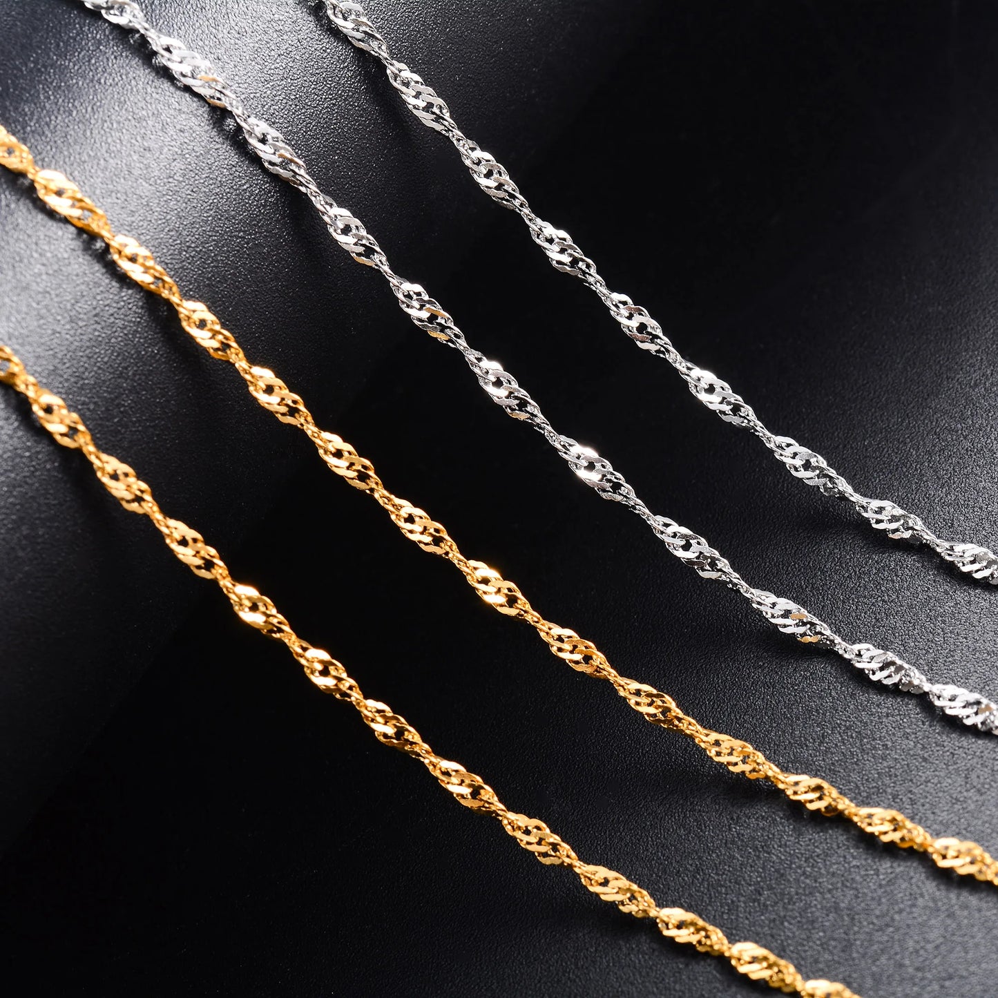 High Quality Stainless Steel Dainty Water Wave Chain (50cm Length)