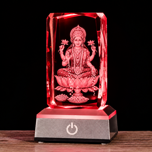 K9 Glass Crystal 3D Laser Engraved Hindu God Lamp (Mother Lakshmi)
