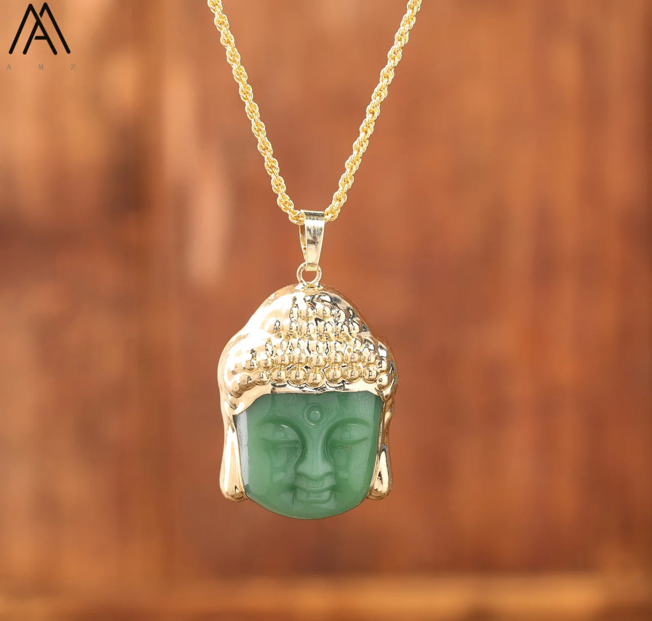 Buddha Head Natural Stone Crystal Necklace