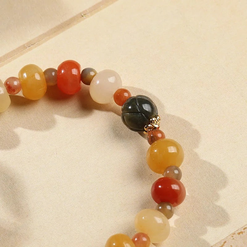 Natural Golden Silk Jade Lucky Charm Bracelet