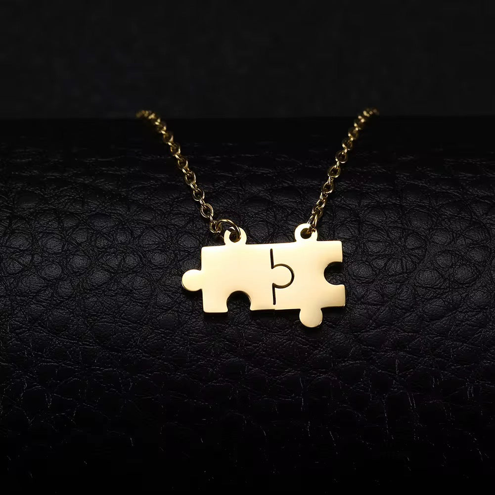Customizable Stainless Steel Initial Joint Puzzle with Engraving