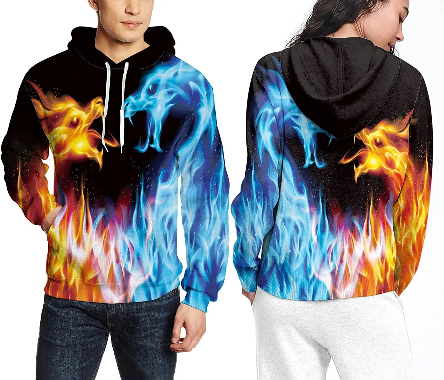 3D Printed Fire Dragon Hoodie Design