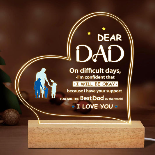 Father’s Love 3D Acrylic Night Lamp With Wooden Base