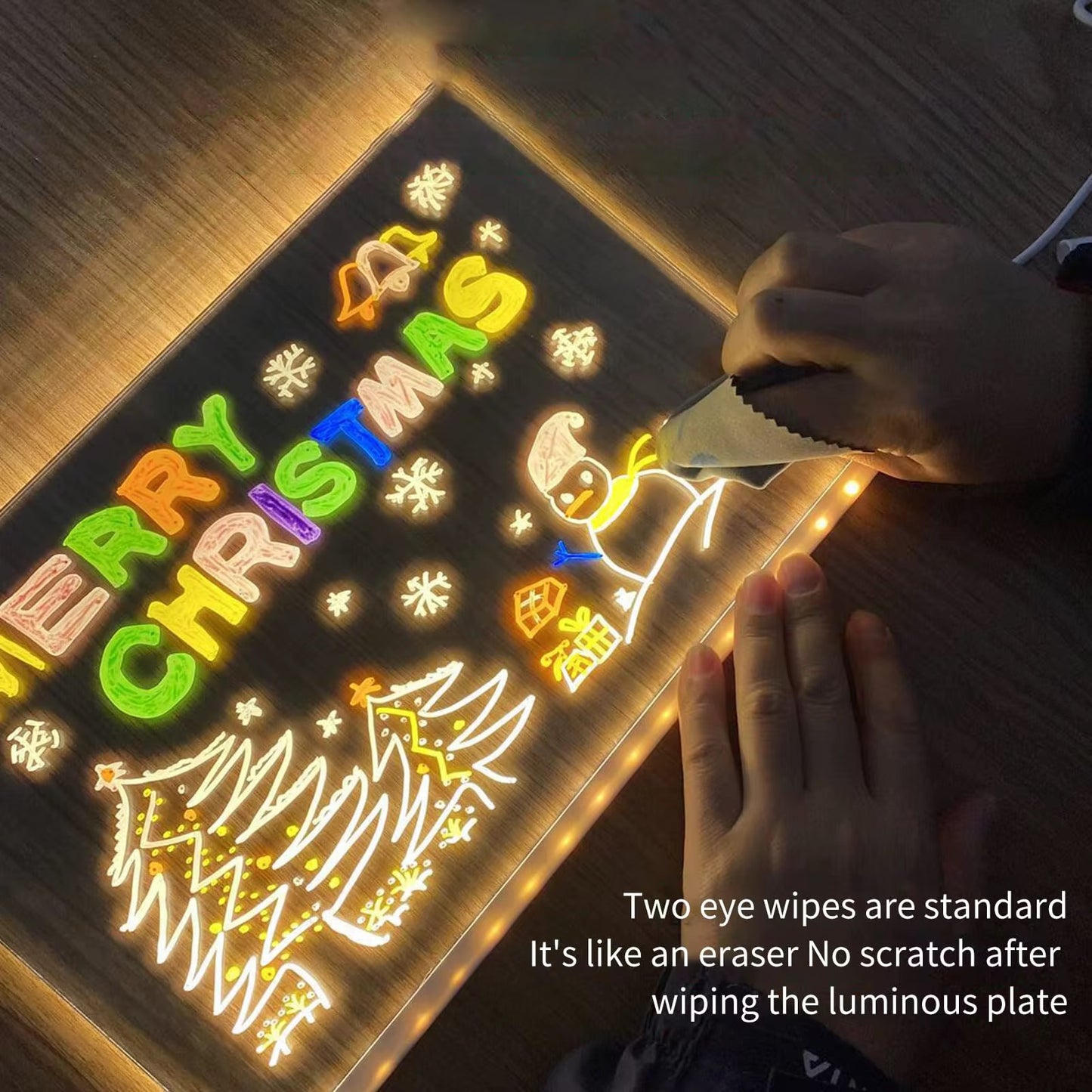 LED Erasable Luminous Acrylic Coloring Writing Board with 7 Color Pens