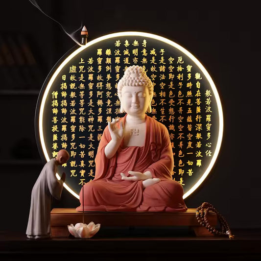 Buddha Back-Flow Incense Holder & Ring Light Ornamental Set