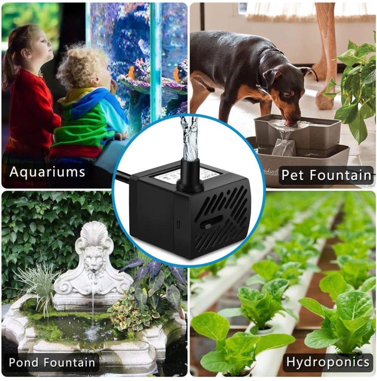 Mini Water Fountain Pump (50GPH 3W), Ultra Quiet Submersible Water Pump