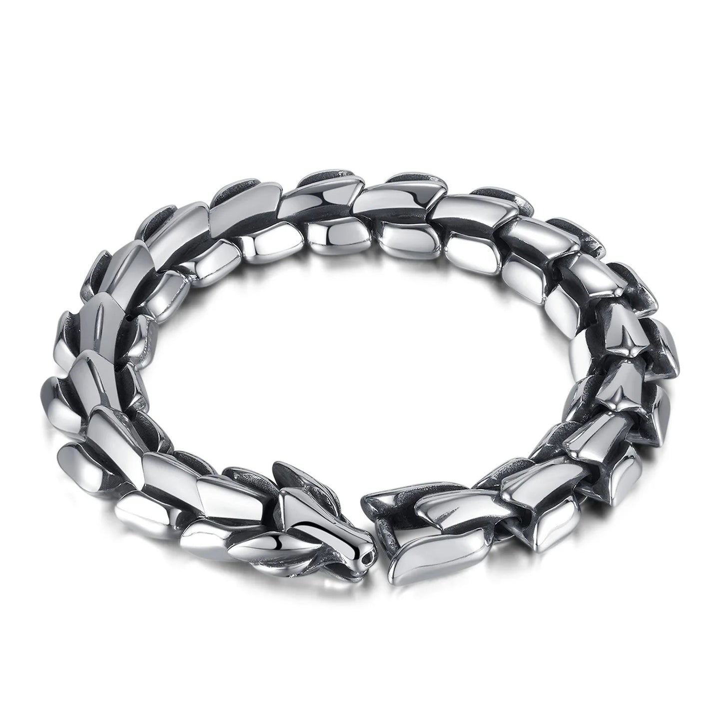 Luxurious Stainless Steel Cuban Dragon Bracelet (15mm Width)