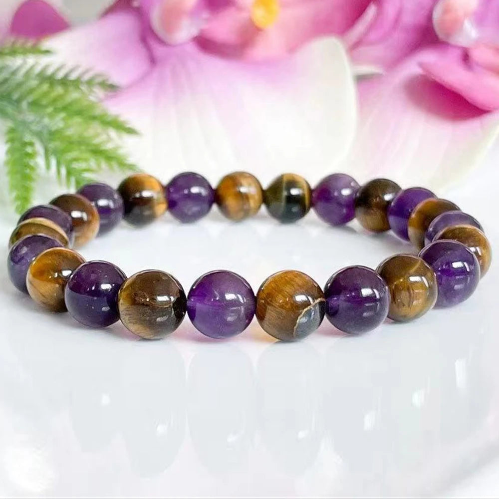 Tiger Eye + Amethyst Protection & Healing Bracelet