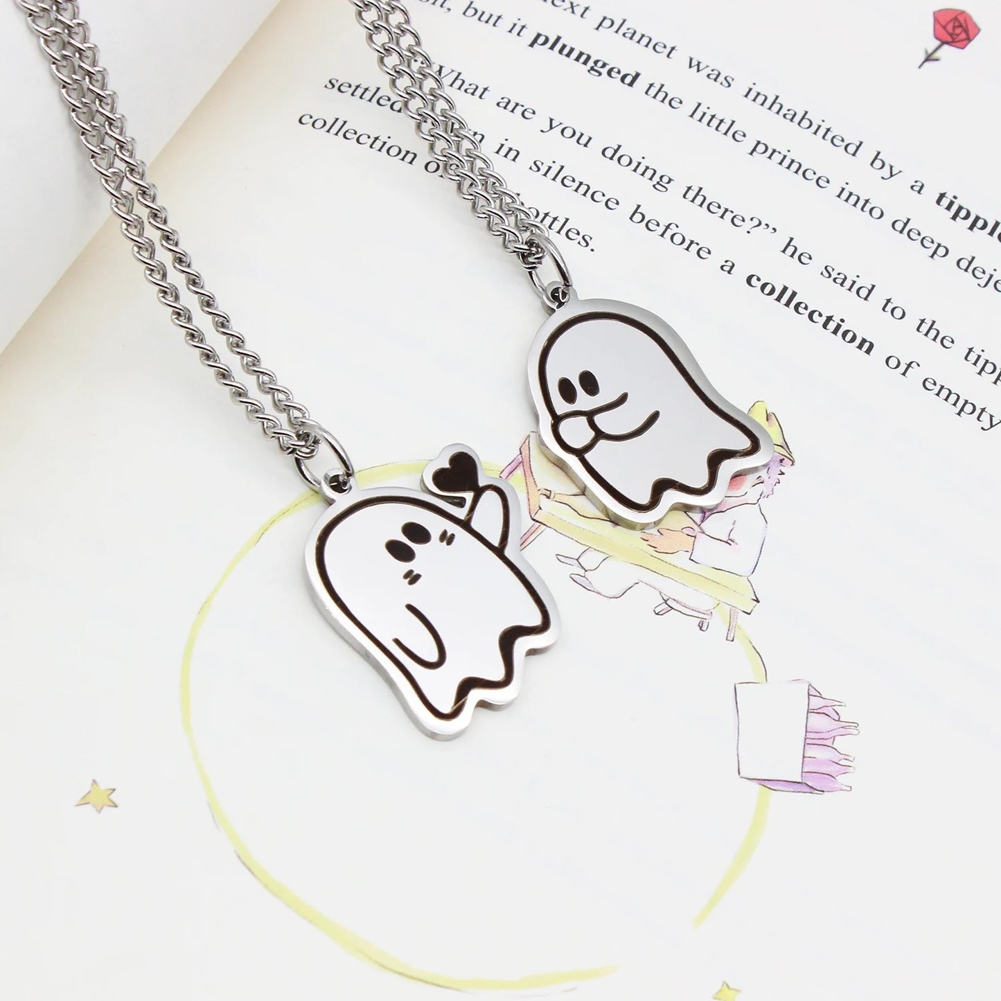 Stainless Steel Distance Couples Ghost Necklaces