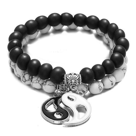 Yin & Yang Natural Stone Distance Bracelets 2pc