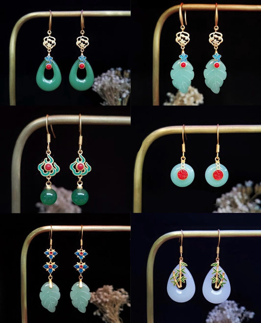 Women Jade Blessings Earrings