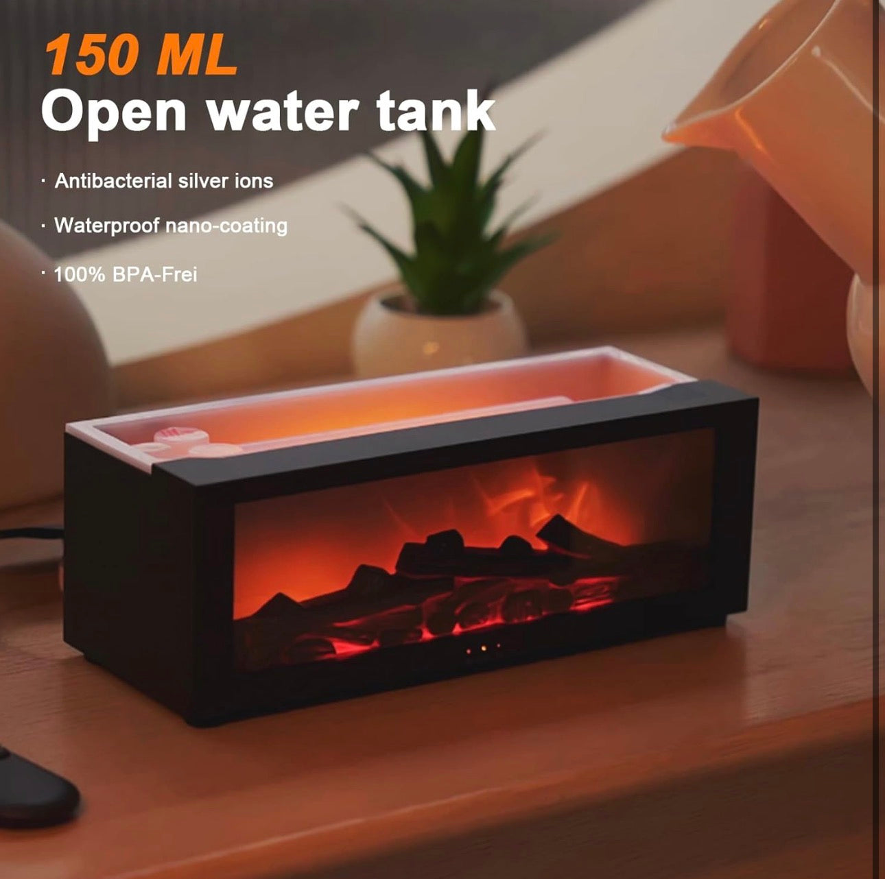 7 Color Fireplace Humidifier & Diffuser + Remote