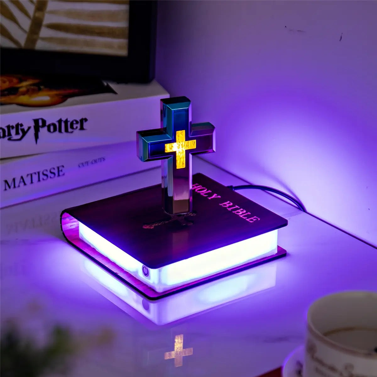 Magnetic Levitating / Floating Cross on Holy Bible