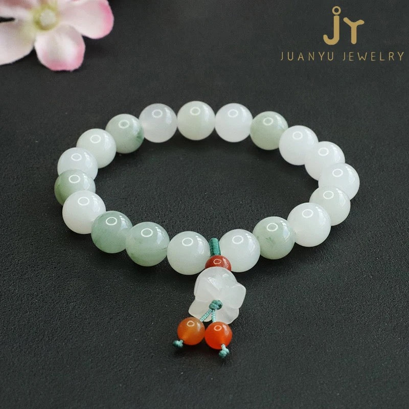 Natural Myanmar Jade Lucky Charm Bracelet (10mm)