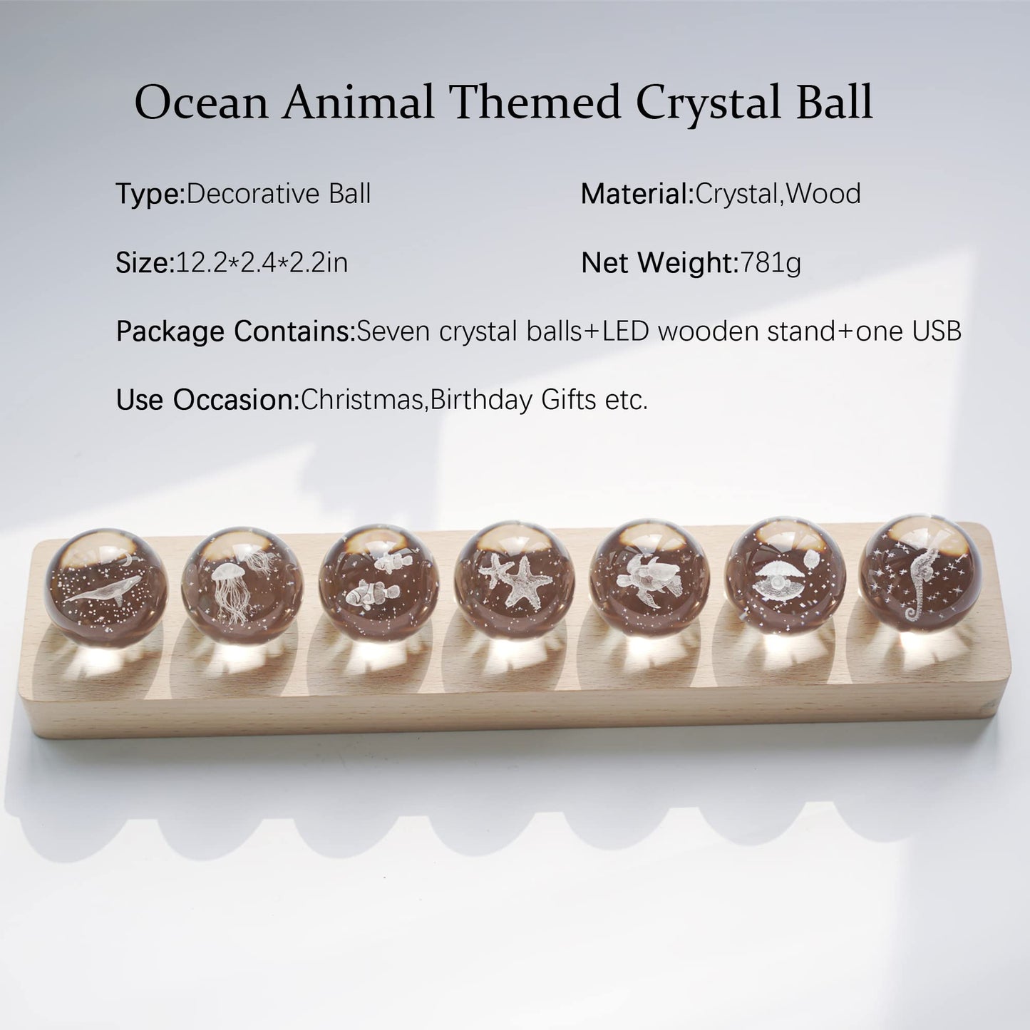 7 Ocean Animal Crystal Ball Lamp