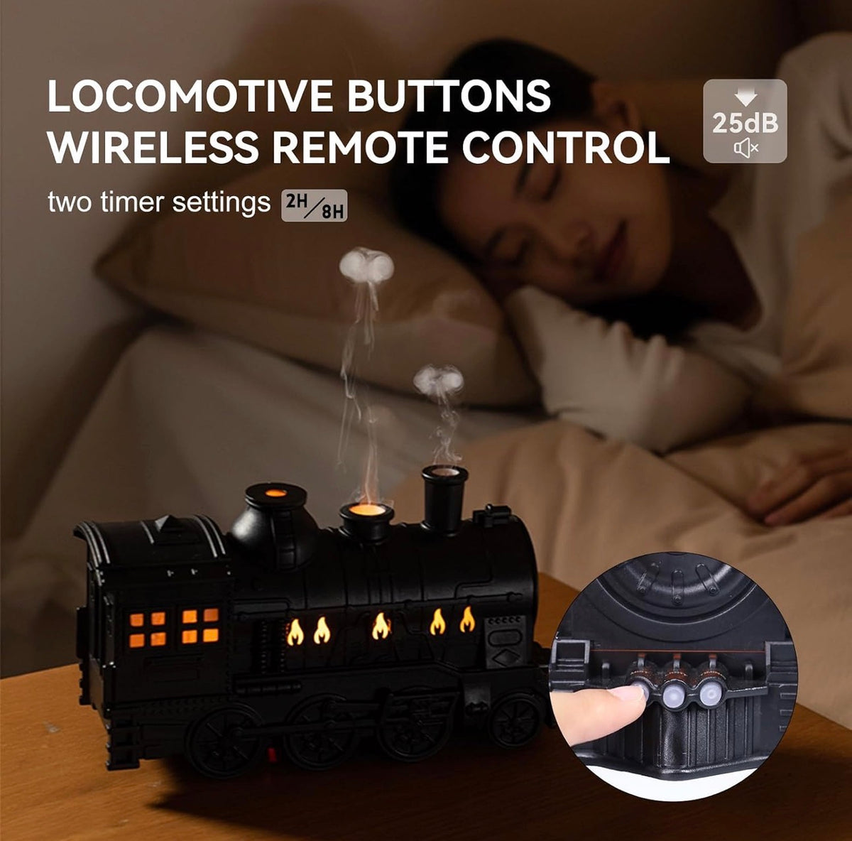 Train-Shaped 300 mL Humidifier & Essential Oil Diffuser with Remote