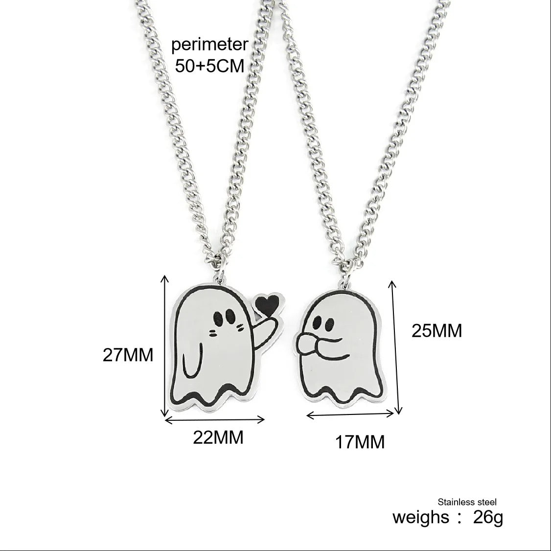 Stainless Steel Distance Couples Ghost Necklaces