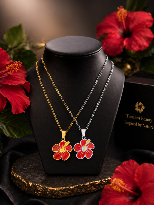 Stainless Steel Hibiscus Necklace