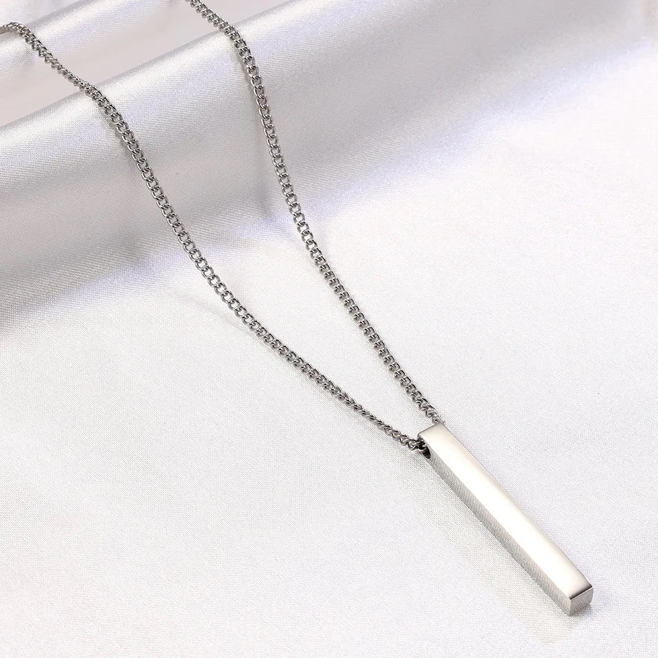 Customizable Stainless Steel Geometric Necklace with Engraving