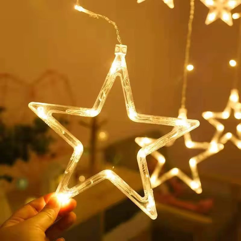 Decorative LED Curtain String Lights – Stars Design | RGB & Warm Yellow