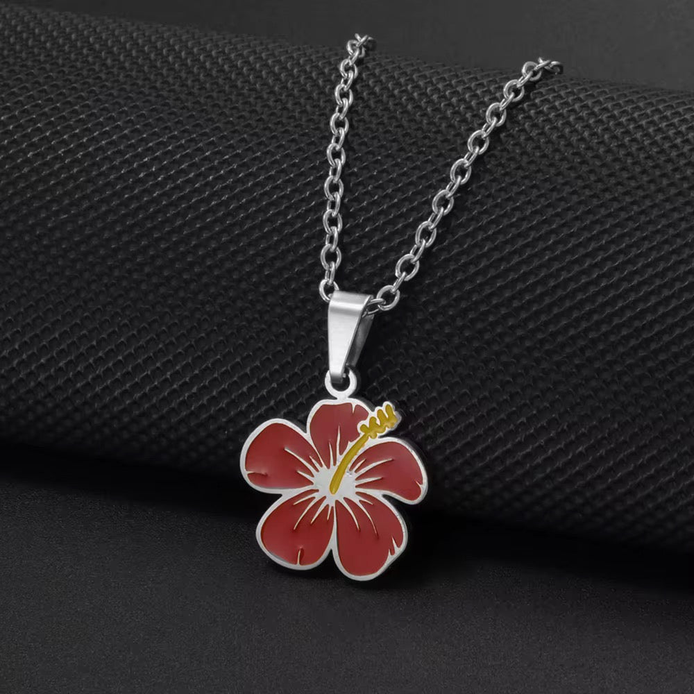 Stainless Steel Hibiscus Necklace