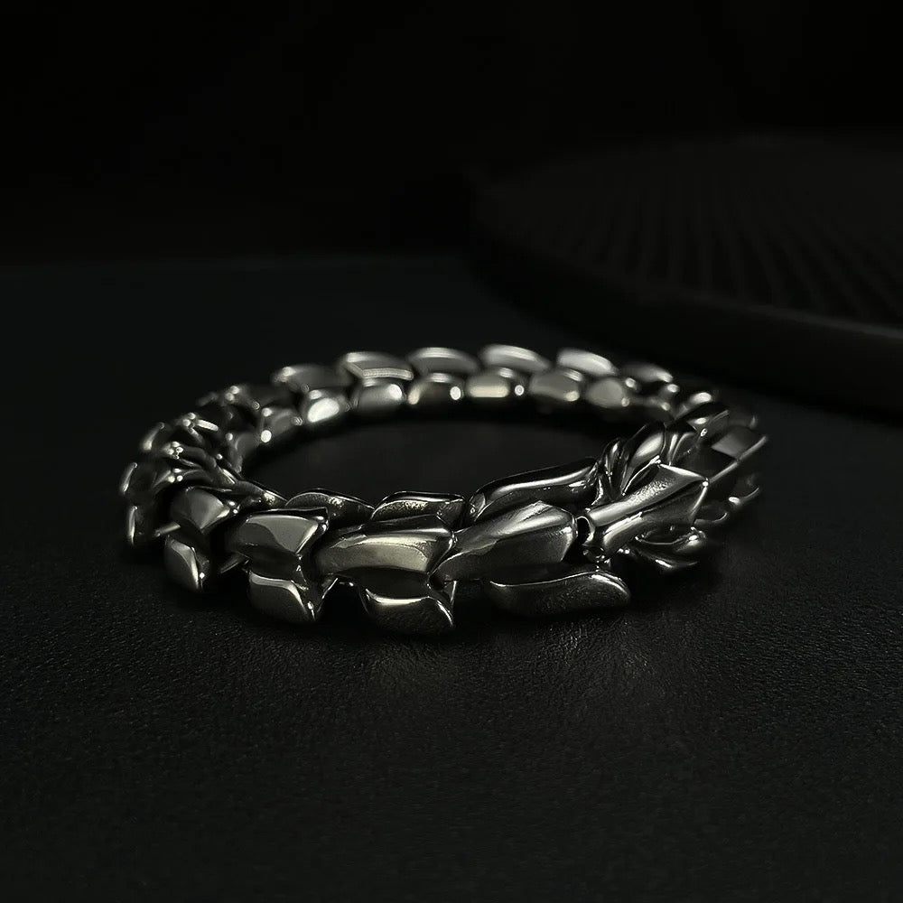 Luxurious Stainless Steel Cuban Dragon Bracelet (15mm Width)