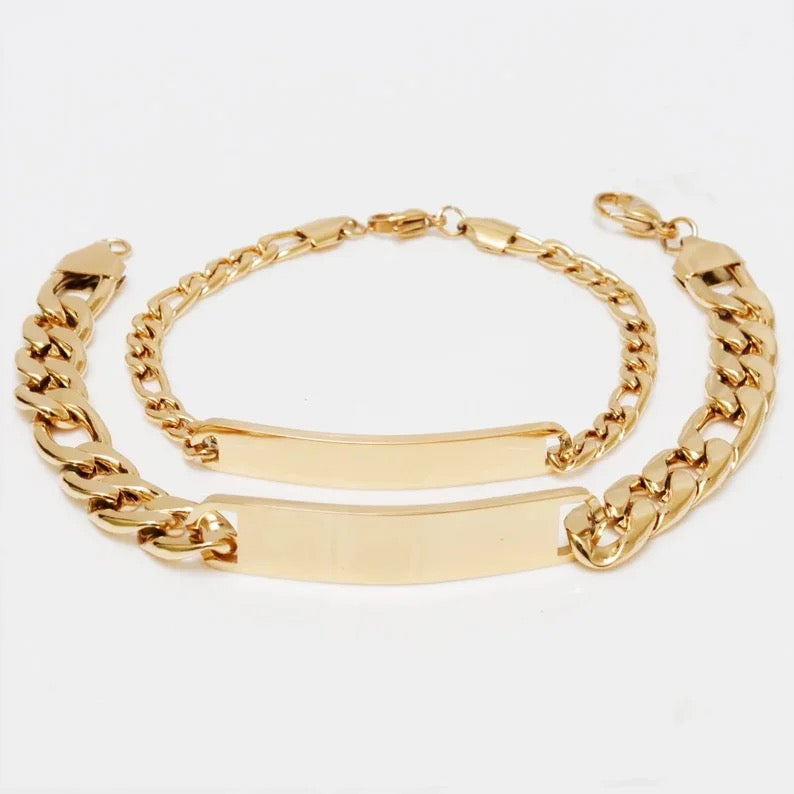 Customizable 18k Gold-Filled Stainless-Steel Cuban Bracelet with Engraving